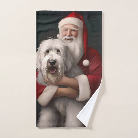 Oud Engels herdershond met sinterklaas feestelijk Bad Handdoek (Handdoek)