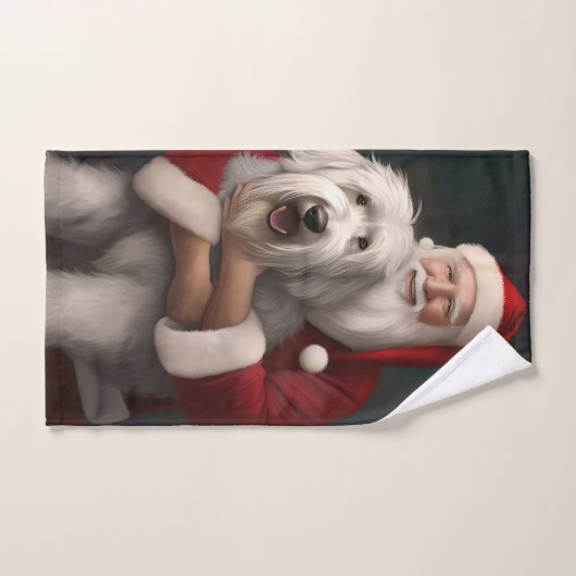 Oud Engels herdershond met sinterklaas feestelijk Bad Handdoek (Handdoek)