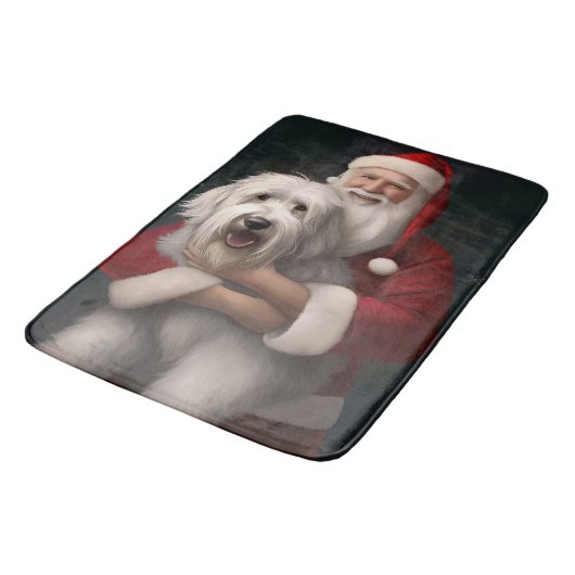 Oud Engels herdershond met sinterklaas feestelijk Badmat (Gekanteld)