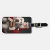 Oud Engels herdershond met sinterklaas feestelijk Bagagelabel (Voorkant horizontaal)