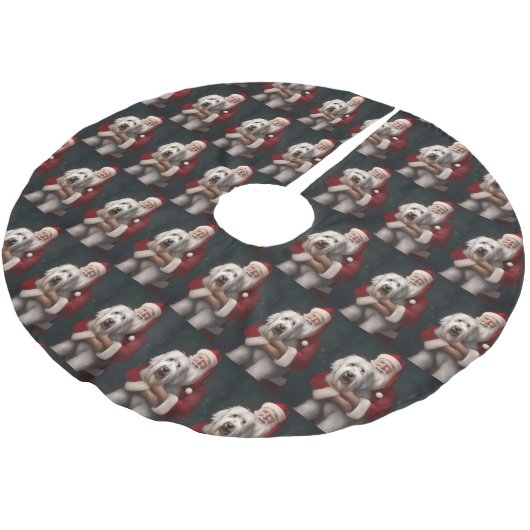 Oud Engels herdershond met sinterklaas feestelijk Kerstboom Rok (Gekanteld)