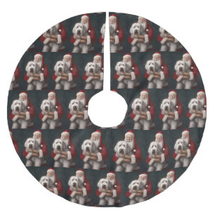 Oud Engels herdershond met sinterklaas feestelijk Kerstboom Rok