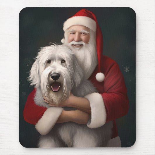 Oud Engels herdershond met sinterklaas feestelijk Muismat (Voorkant)