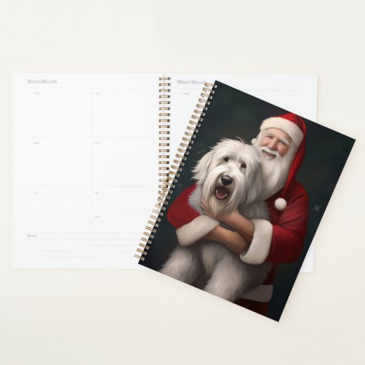 Oud Engels herdershond met sinterklaas feestelijk Planner (Display)