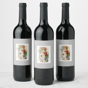 Oud Engels kerstfeest met Sheepdog Vintage Wijn Etiket
