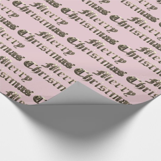Oud Engels Lettering Gold en Baby Pink Christmas Cadeaupapier (Hoek)