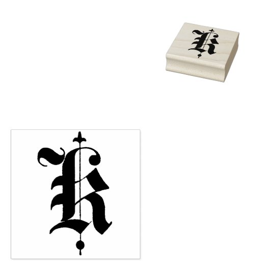 Oud Engels Monogram initiaal letter K Rubberstempel (Gestempeld)