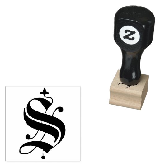Oud Engels Monogram  Letter S Rubberstempel (Gestempeld)