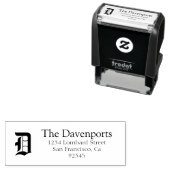 Oud Engels Monogram Return Address Zelfinktende Stempel (In situ)