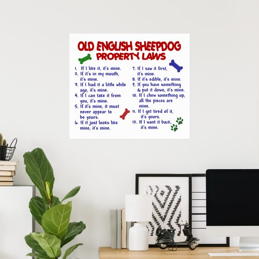 OUD ENGELS SCHEEPDOG PL2 POSTER (Thuiskantoor)