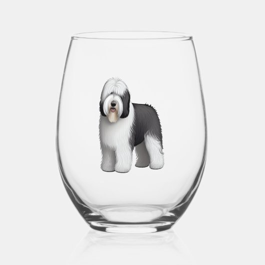 Oud Engels Sheepdog 10 Wijnglas Zonder Voet (Voorkant)