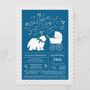 Oud Engels Sheepdog Baby shower Boy Blue Kaart