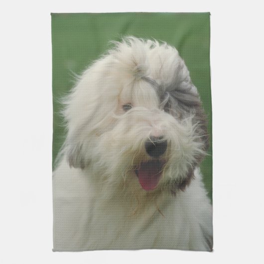 Oud Engels Sheepdog Dog Kitchen Towel Theedoek (Verticaal)