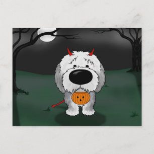 Oud Engels Sheepdog Halloween Briefkaart
