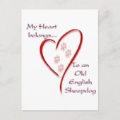 Oud Engels Sheepdog hart hoort erbij Briefkaart (Voorkant)