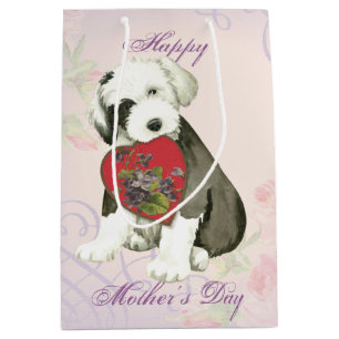 Oud Engels Sheepdog Heart mama Medium Cadeauzakje