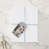 Oud Engels Sheepdog in Sneeuw Kerstmis Cadeaulabel (Met Touw)