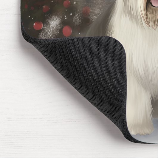 Oud Engels Sheepdog in Sneeuw Kerstmis Muismat (Hoek)