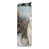 Oud Engels Sheepdog in Sneeuw Kerstmis Thermosbeker (Gedraaid links)