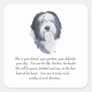 Oud Engels Sheepdog Keepsakes Vierkante Sticker