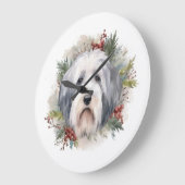 Oud Engels Sheepdog Kerstkrans feestelijke pup Grote Klok (Hoek)