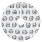 Oud Engels Sheepdog Kerstkrans feestelijke pup Kerstboom Rok (Voorkant)