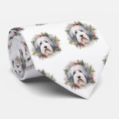 Oud Engels Sheepdog Kerstkrans feestelijke pup Stropdas (Opgerold)