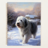 Oud Engels Sheepdog Laat het sneeuwen Kerstmis Planner (Voorkant)