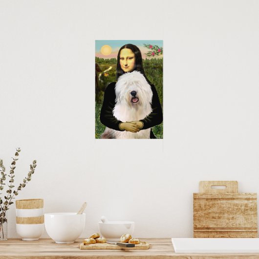 Oud Engels Sheepdog - Mona Lisa Poster (Keuken)
