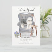 Oud Engels Sheepdog Moving Announement Aankondiging (Staand voorkant)