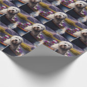 Oud Engels Sheepdog op Paddle: een Schilderachtig Cadeaupapier (Hoek)