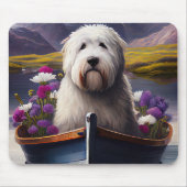 Oud Engels Sheepdog op Paddle: een Schilderachtig  Muismat (Voorkant)