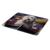 Oud Engels Sheepdog op Paddle: een Schilderachtig  Snijplank (Hoek)