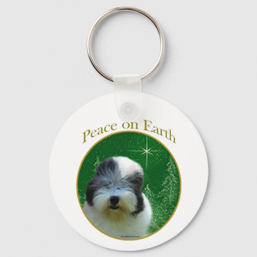 Oud Engels Sheepdog Peace Sleutelhanger (Voorkant)