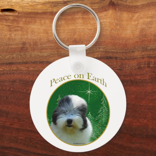 Oud Engels Sheepdog Peace Sleutelhanger (Voorkant)