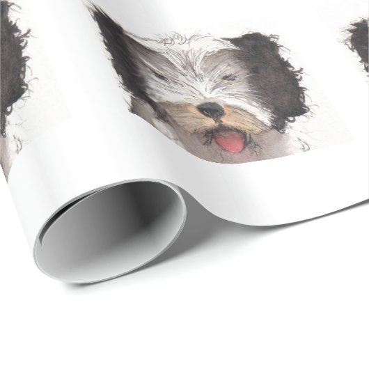Oud Engels Sheepdog Puppy Cadeaupapier (Rol Hoek)