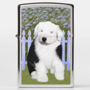 Oud Engels Sheepdog Puppy Painting - Dog Art
