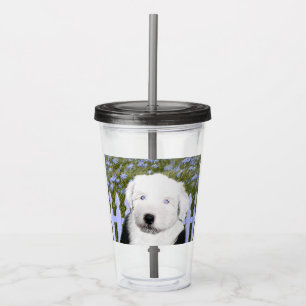 Oud Engels Sheepdog Puppy Painting - Dog Art Acryl Drinkbeker
