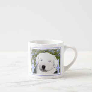 Oud Engels Sheepdog Puppy Painting - Dog Art Espresso Kop