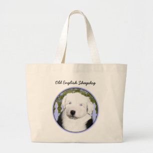Oud Engels Sheepdog Puppy Painting - Dog Art Grote Tote Bag