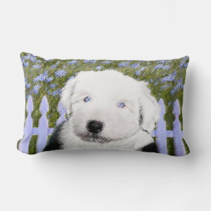 Oud Engels Sheepdog Puppy Painting - Dog Art Kussen