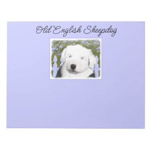 Oud Engels Sheepdog Puppy Painting - Dog Art Note Notitieblok