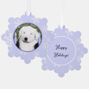 Oud Engels Sheepdog Puppy Painting - Dog Art Ornament Kaart