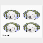 Oud Engels Sheepdog Puppy Painting - Dog Art Ovale Sticker (Vel)