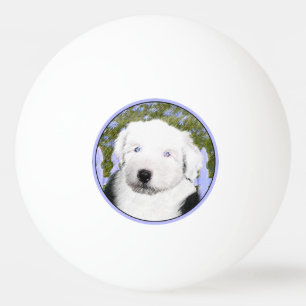 Oud Engels Sheepdog Puppy Painting - Dog Art Pingpongballen
