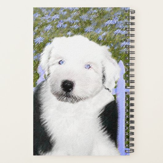 Oud Engels Sheepdog Puppy Painting - Dog Art Planner (Achterkant)