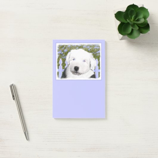 Oud Engels Sheepdog Puppy Painting - Dog Art Post-it® Notes (Kantoor)