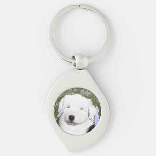 Oud Engels Sheepdog Puppy Painting - Dog Art Sleutelhanger