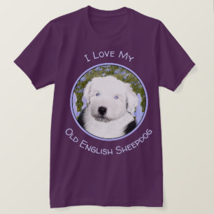 Oud Engels Sheepdog Puppy Painting - Dog Art T-shirt