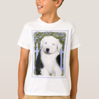 Oud Engels Sheepdog Puppy Painting - Dog Art